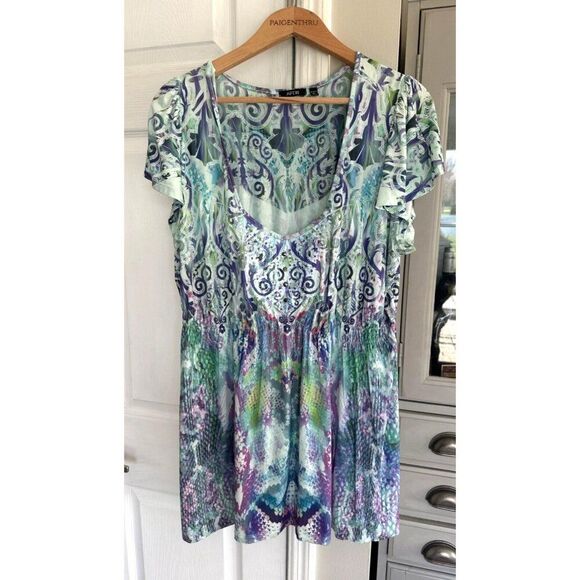Apt 9 Women's Plus 2X Colorful Blouse Top Fairy Stretch - Picture 1 of 6